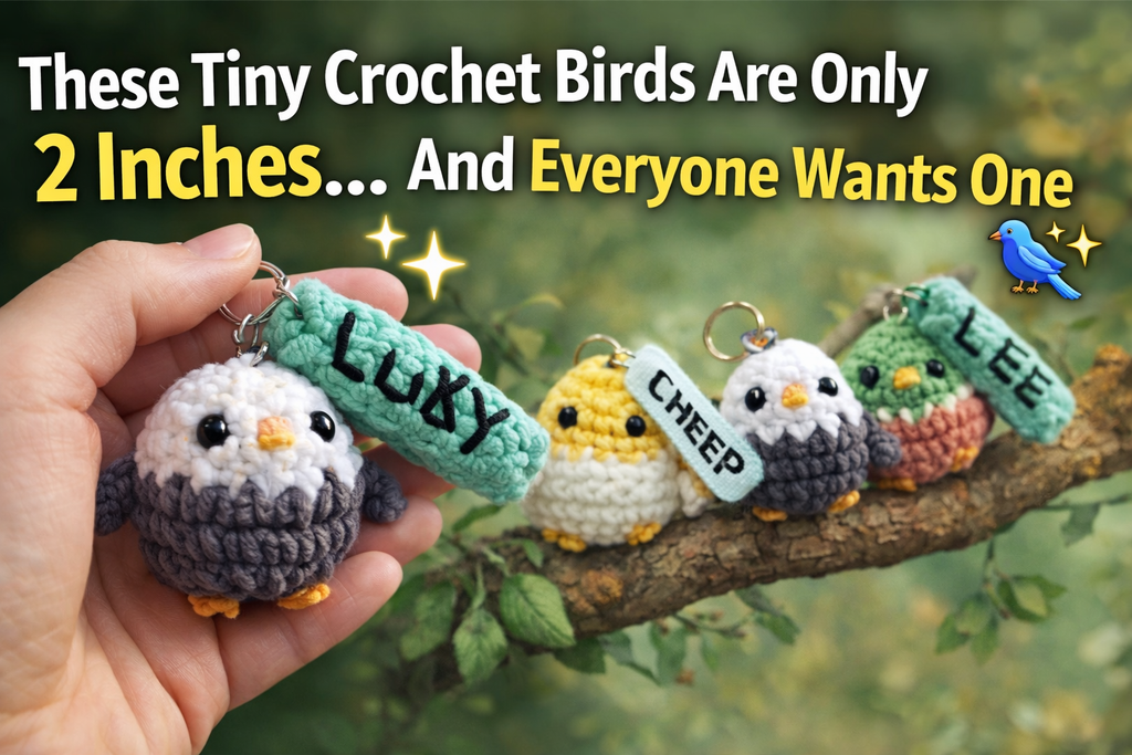 Tiny 2-inch crochet bird keychains that fit in your palm 🐦✨ Perfect for backpacks, diaper bags, nursery gifts & handmade lovers.