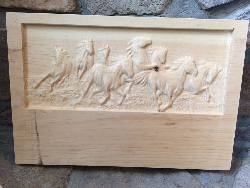 Wood Carved Horse on Pine personalized