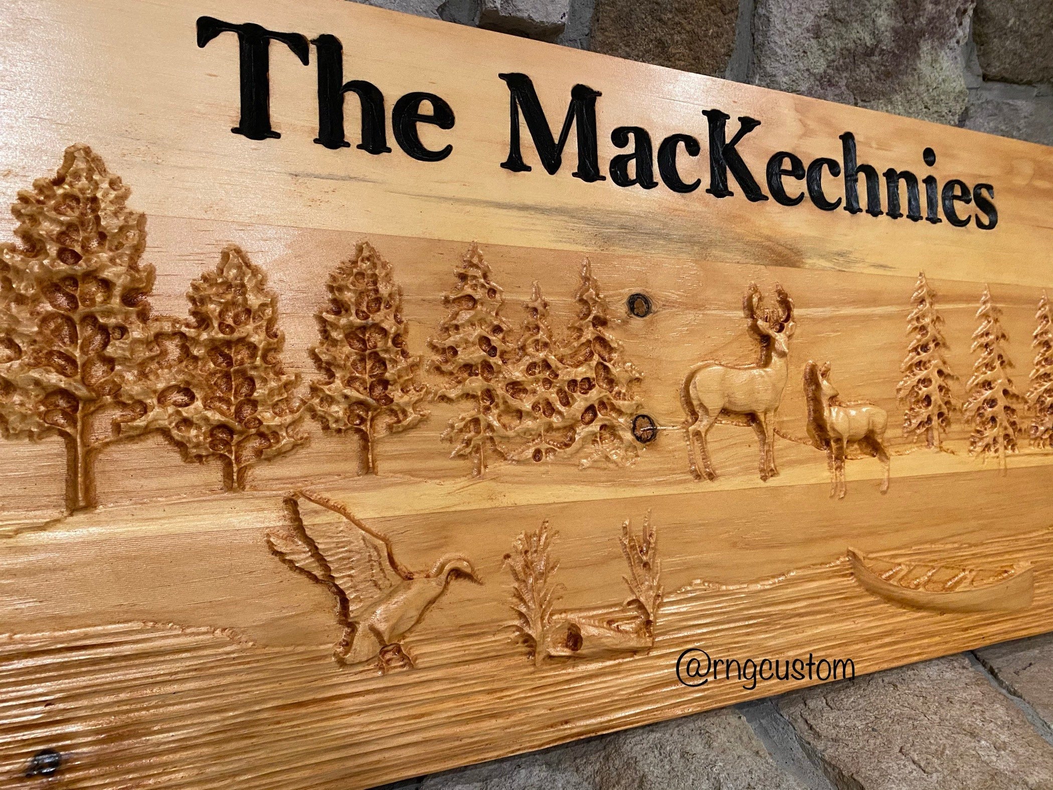 Custom Carved Welcome Sign, Personalized Cabin Decor