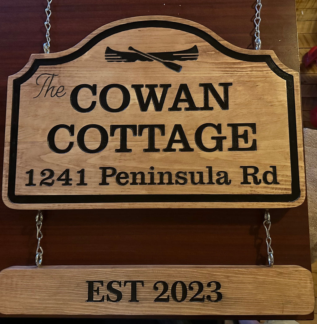 Personalized Carved Wood Welcome Sign, Cabin, Cottage, Lakehouse 30"x20"