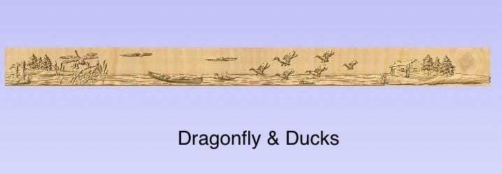 Custom Wood Trim Carvings – Dragonfly and Ducks, Pine or Cedar