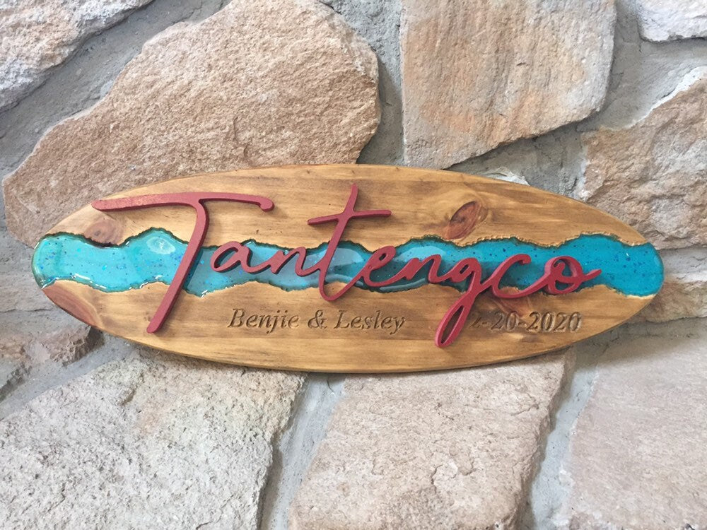 Custom River Sign Personalized Name Plaque with established date Wedding gift Anniversary