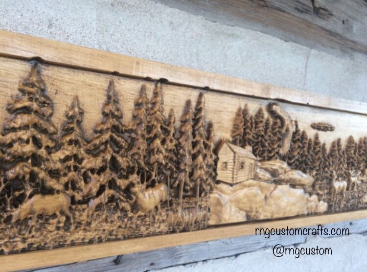 Wildlife Wall Decor - Deer Mantel Fireplace Hunt Camp Door mantel Duck carving Wood carved