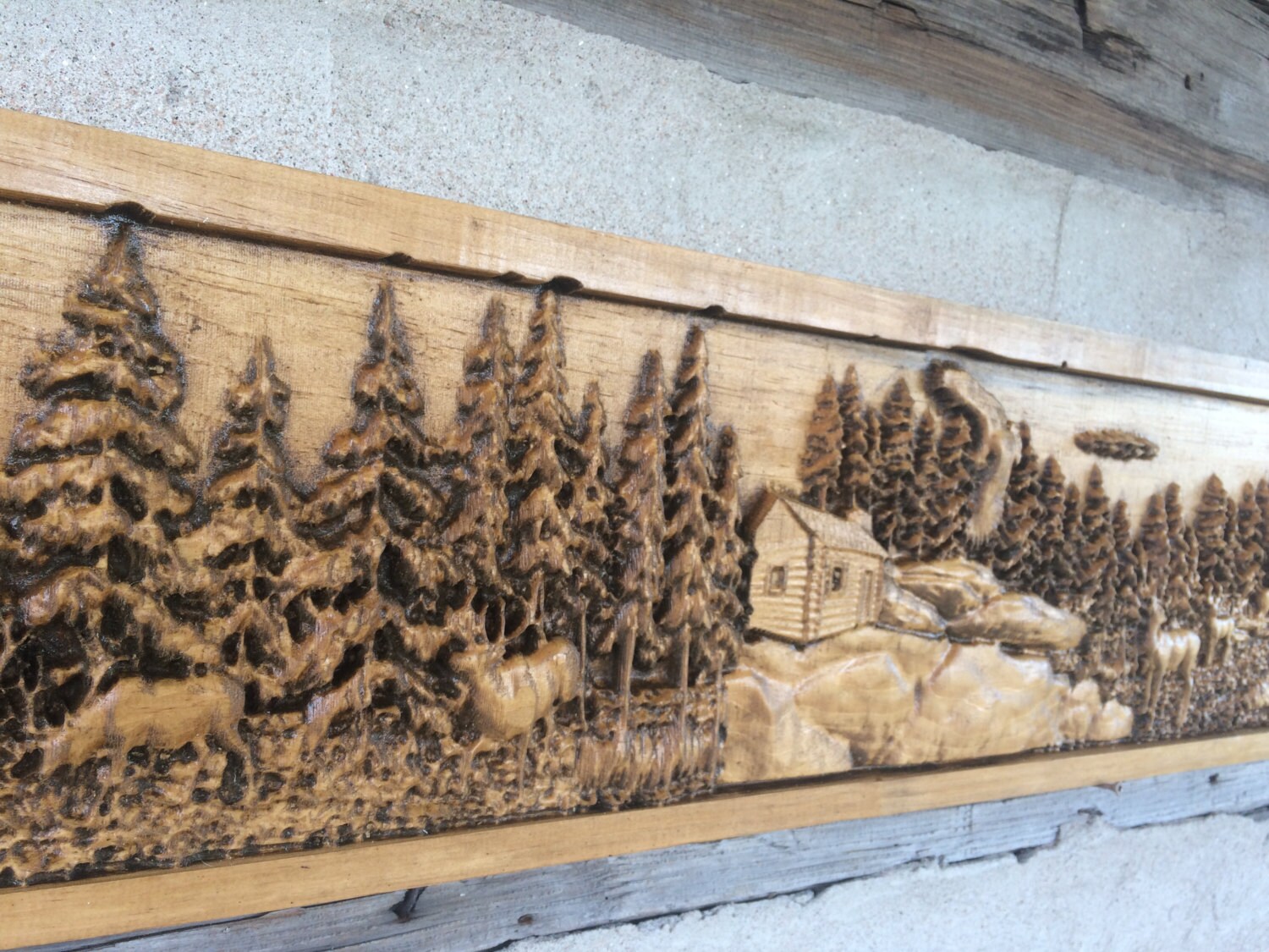 Wildlife Wall Decor - Deer Mantel Fireplace Hunt Camp Door mantel Duck carving Wood carved