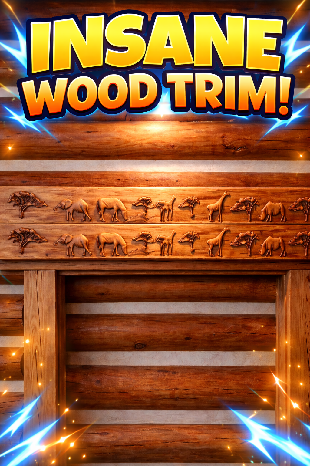 Safari Animal Wood Trim – Rustic Wildlife Door & Wall Decor