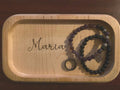 Engraved Cherry Wood Catchall Tray: Jewelry, Keys, Office Valet 8"x8" x1"