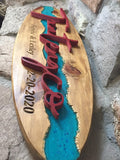Custom River Sign Personalized Name Plaque with established date Wedding gift Anniversary