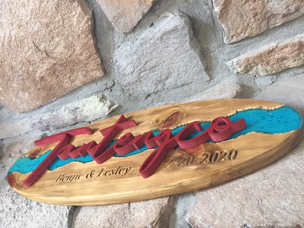 Custom River Sign Personalized Name Plaque with established date Wedding gift Anniversary