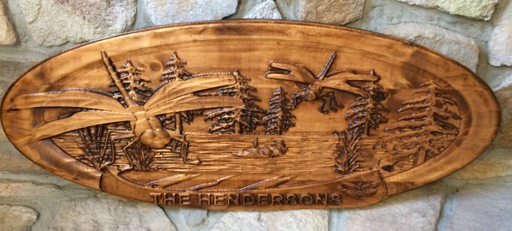 Personalized wall mount decor Above Fireplace Family Wildlife 36"x15"x1.5" OVAL