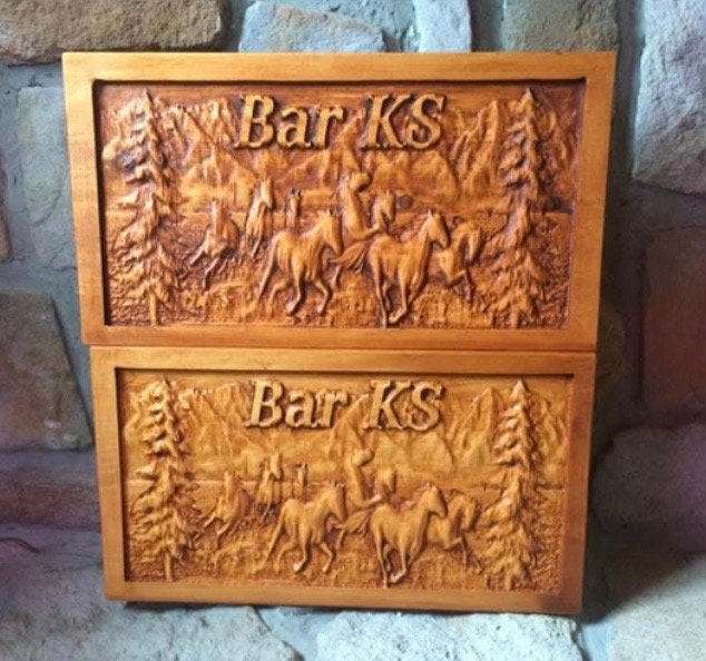 Wood Carved Horse on Pine personalized