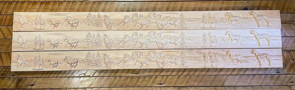Wood Carving Custom Horse Scenery Trim, Chair Rail, Door Trims Cabinets
