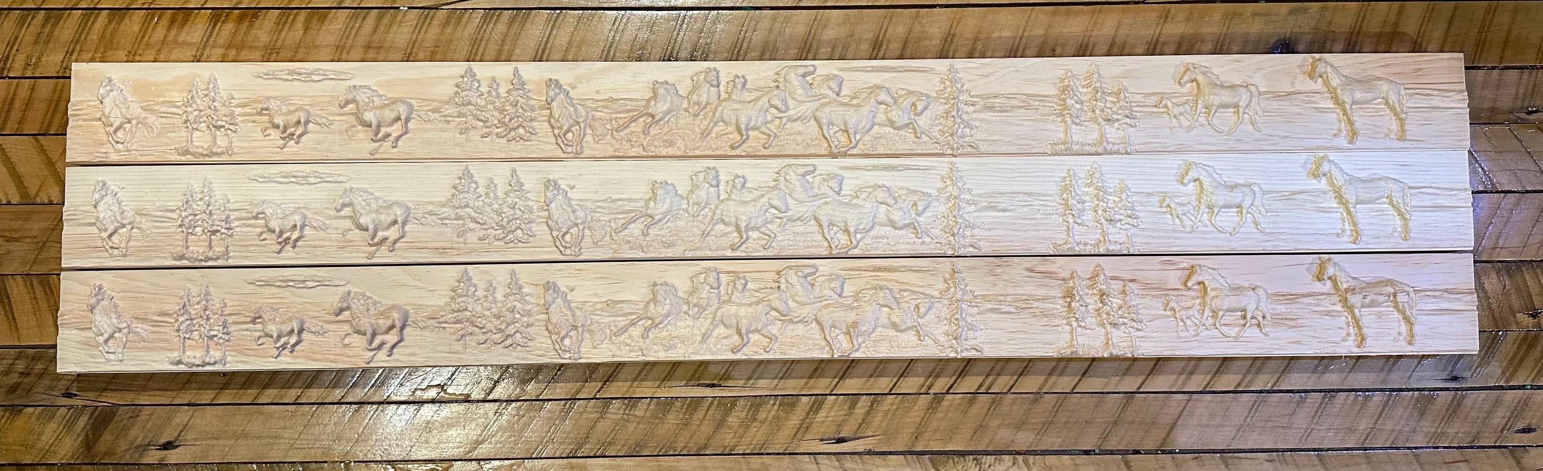 Wood Carving Custom Horse Scenery Trim, Chair Rail, Door Trims Cabinets