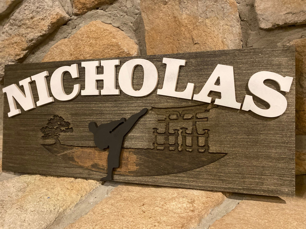Personalized Karate Name Plaque, Custom Kids Room Decor