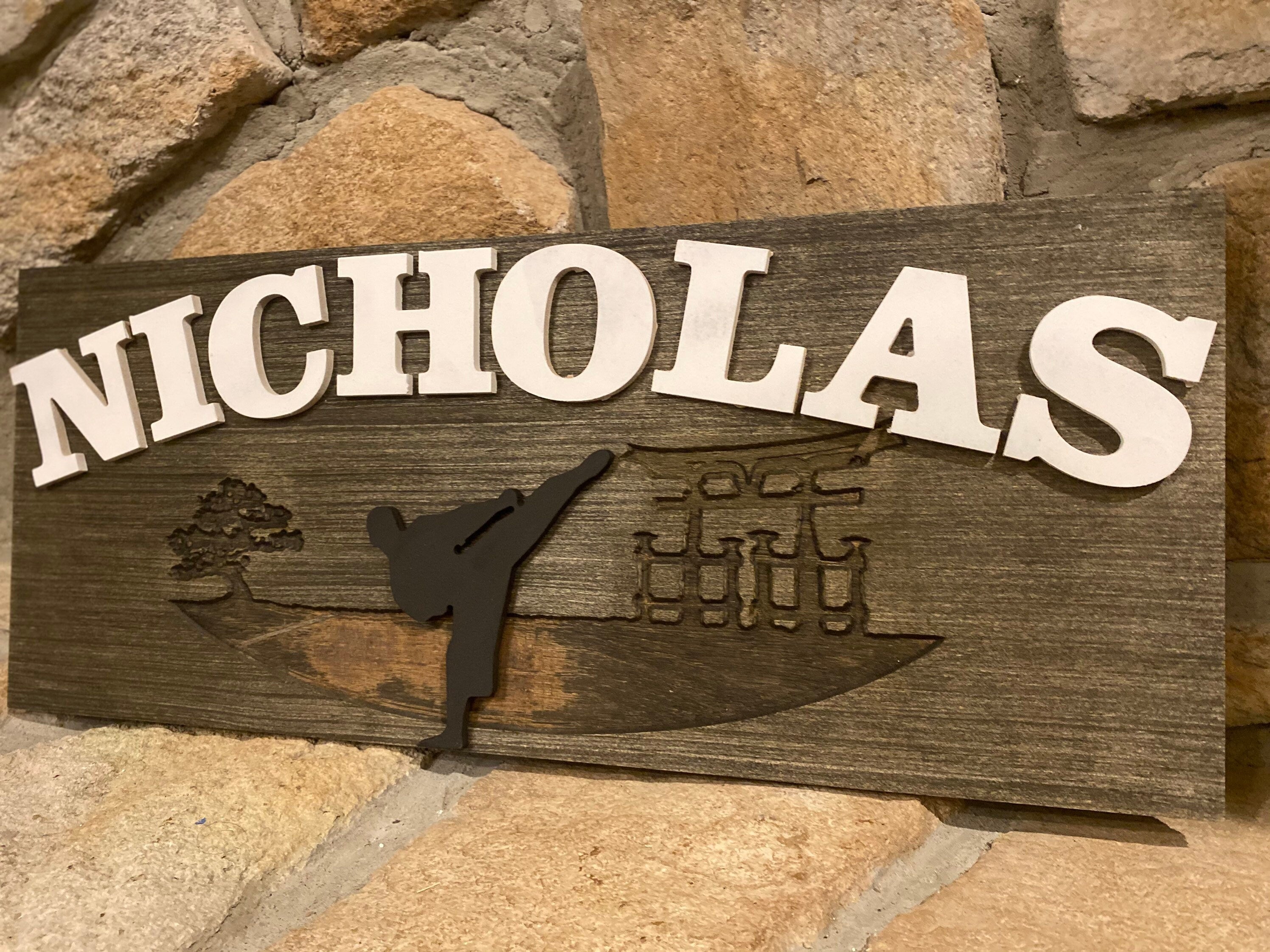 Personalized Karate Name Plaque, Custom Kids Room Decor