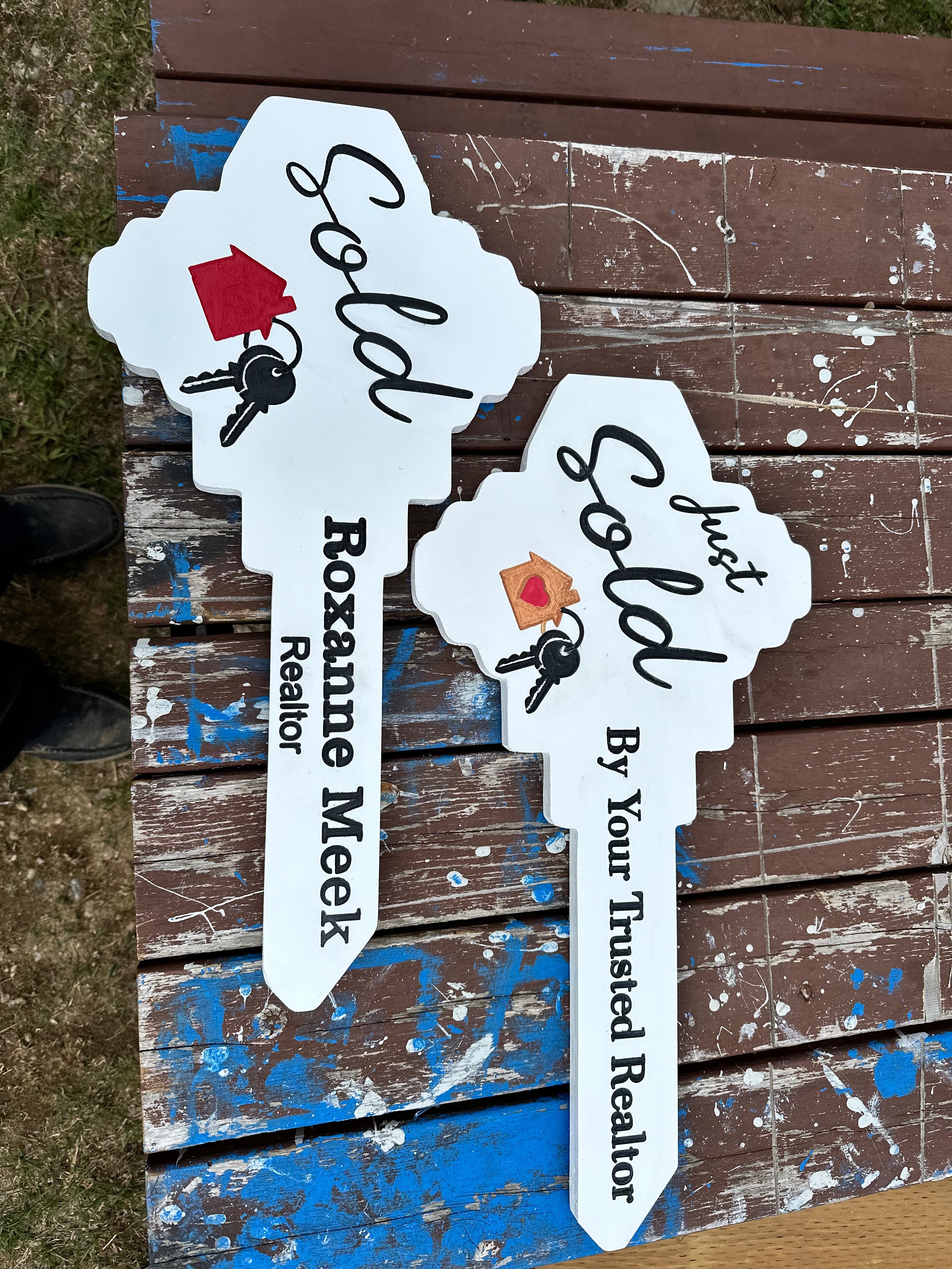 Personalized Realtor SOLD Key Sign – Custom Real Estate Closing Gift & Office Decor