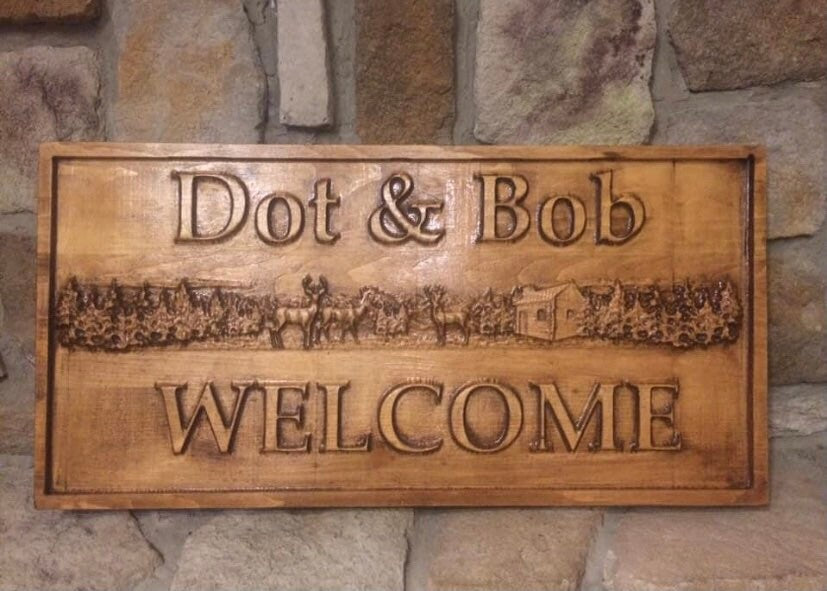 Custom Carved Welcome Sign, Personalized Cabin Decor