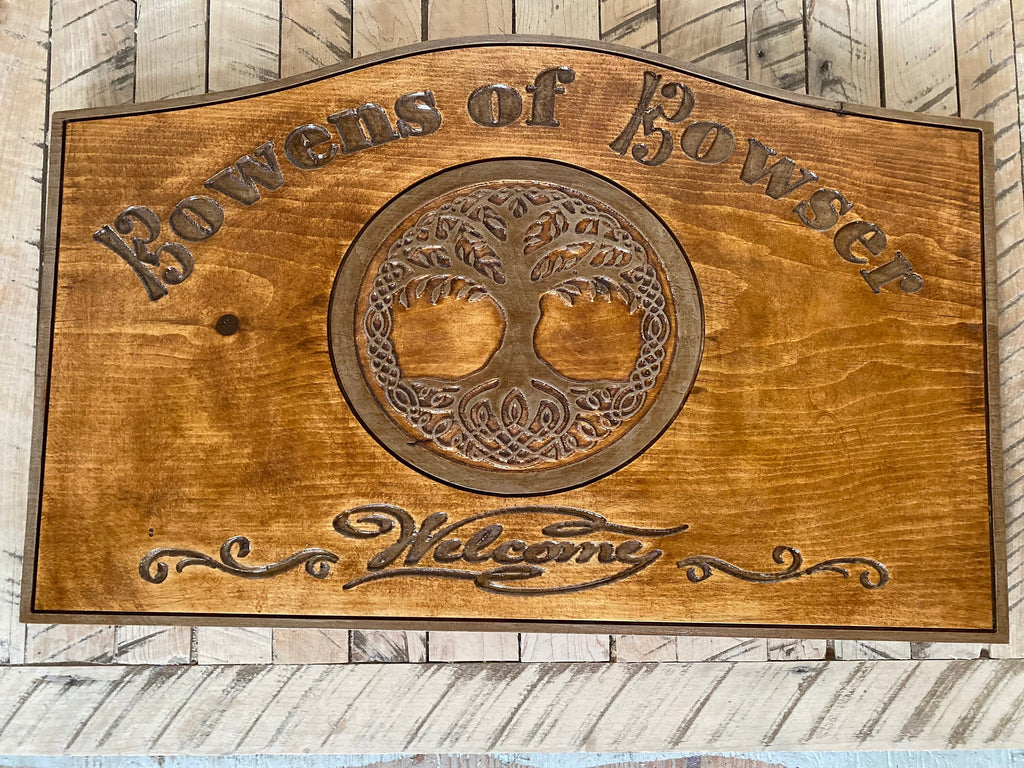 Personalized Carved Wood Welcome Sign, Cabin, Cottage, Lakehouse 30"x20"