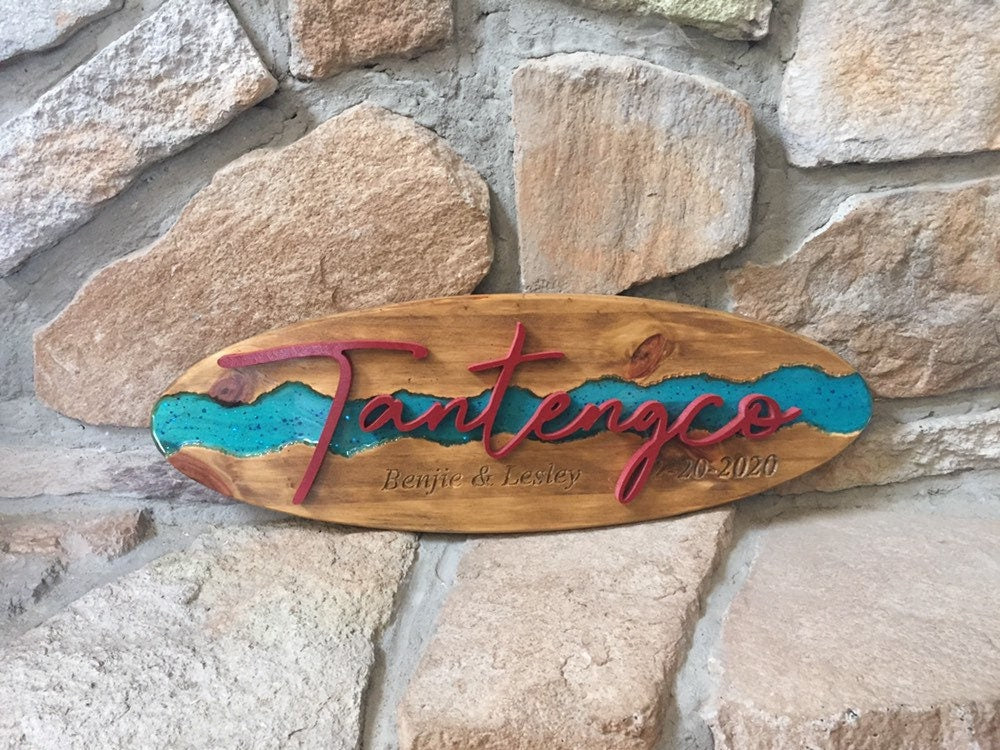 Custom River Sign Personalized Name Plaque with established date Wedding gift Anniversary