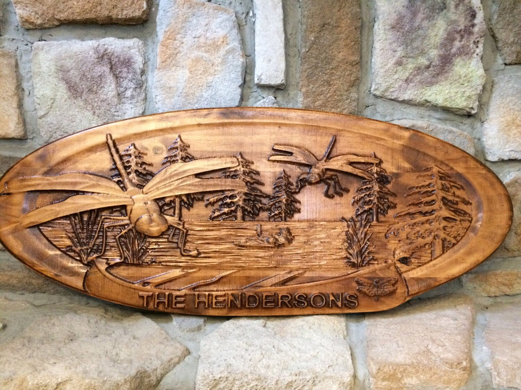 Personalized wall mount decor Above Fireplace Family Wildlife 36"x15"x1.5" OVAL