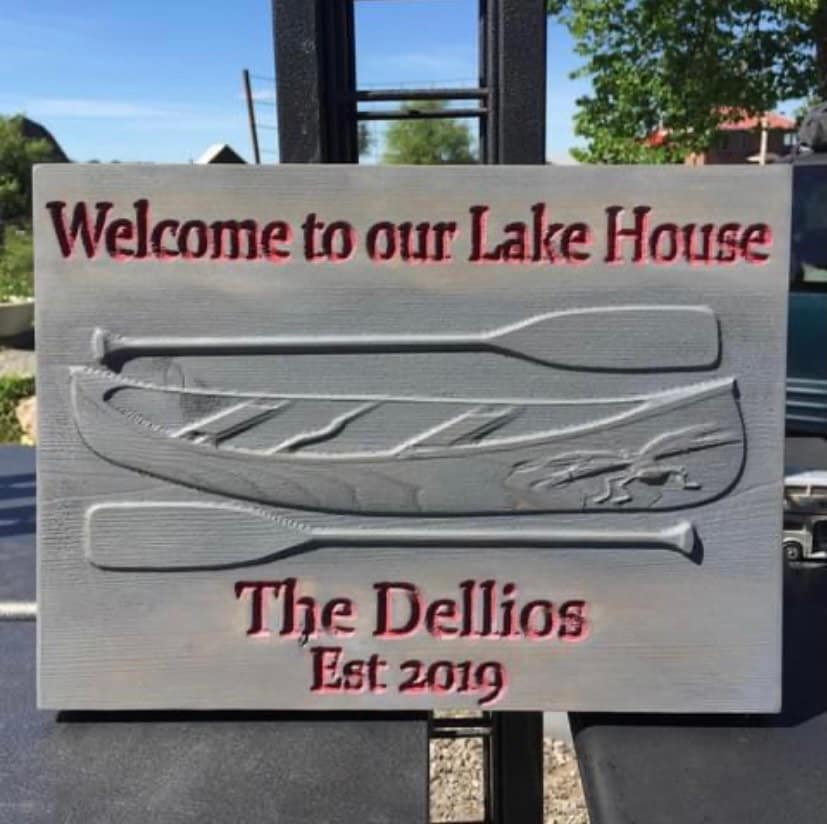 Custom Carved Wood Welcome Sign, Cabin, Lakehouse, Personalized