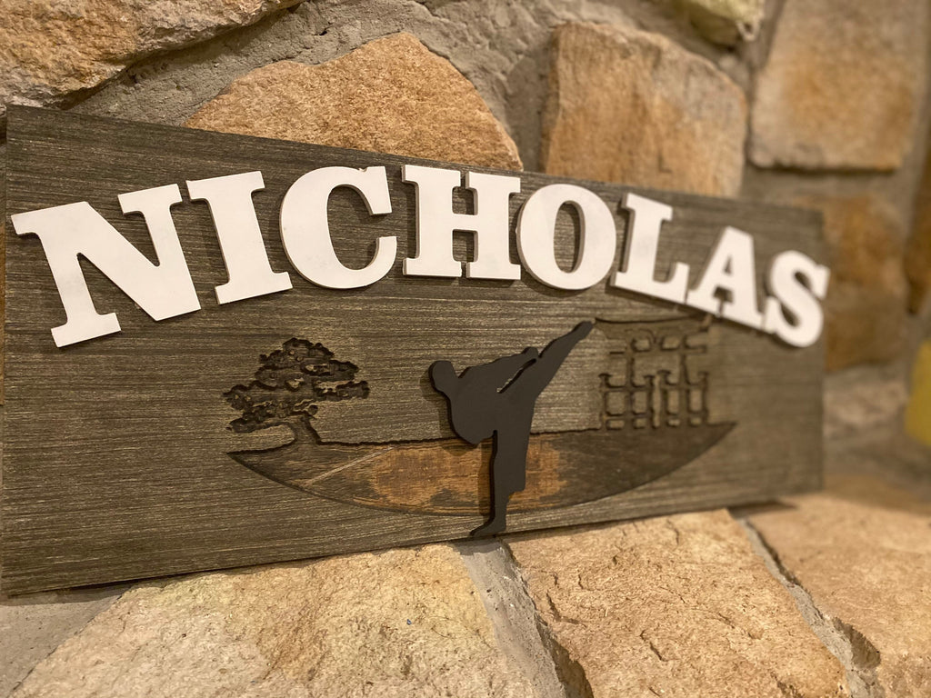 Personalized Karate Name Plaque, Custom Kids Room Decor