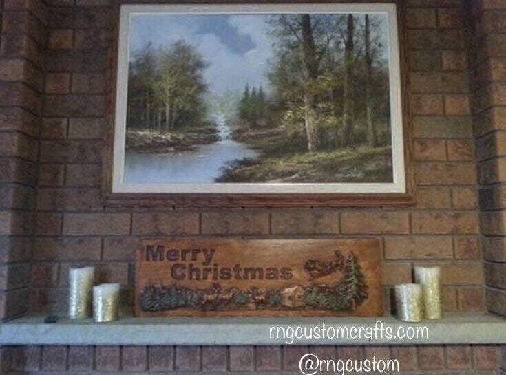 Merry Christmas Sign - wood carved