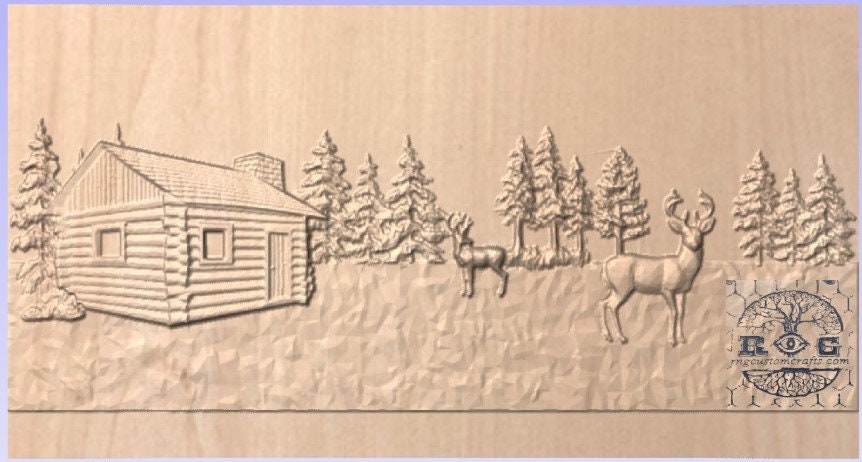 Digital File - 3D file Hunt Camp Cabin Deer